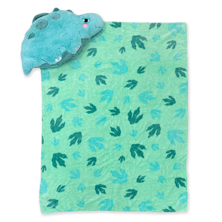 Dinosaur Plush Pillow Bag and Blanket full view
