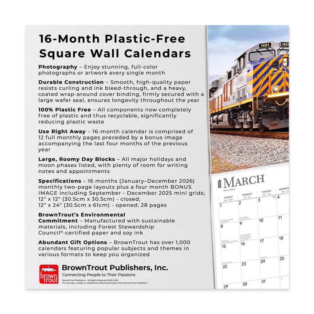 Railroads 2026 Wall Calendar