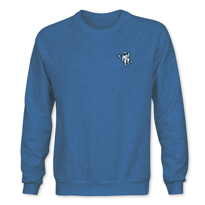Adult Blue Fleece Embroidered Astronaut Sweatshirt
